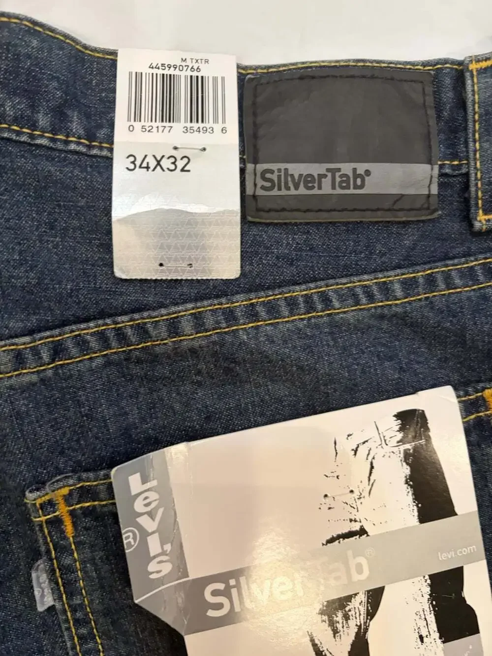 Levi's Silver Tab Jeans Men's 34x32 Blue Dark Wash Baggy Straight Leg NWTs